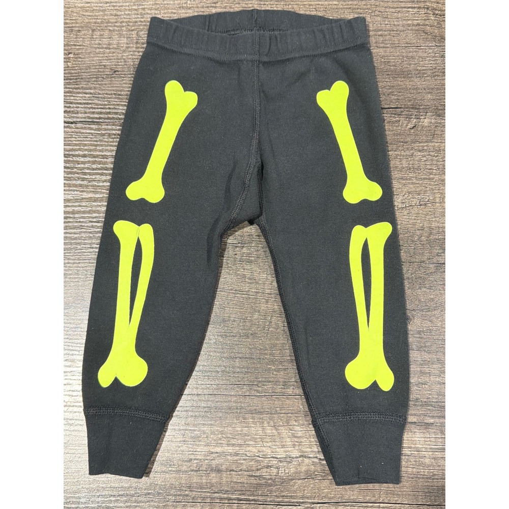 Hanna Andersson Pajama Pants Kids 18-24M Black‎ Skeleton Bone Spooky EUC